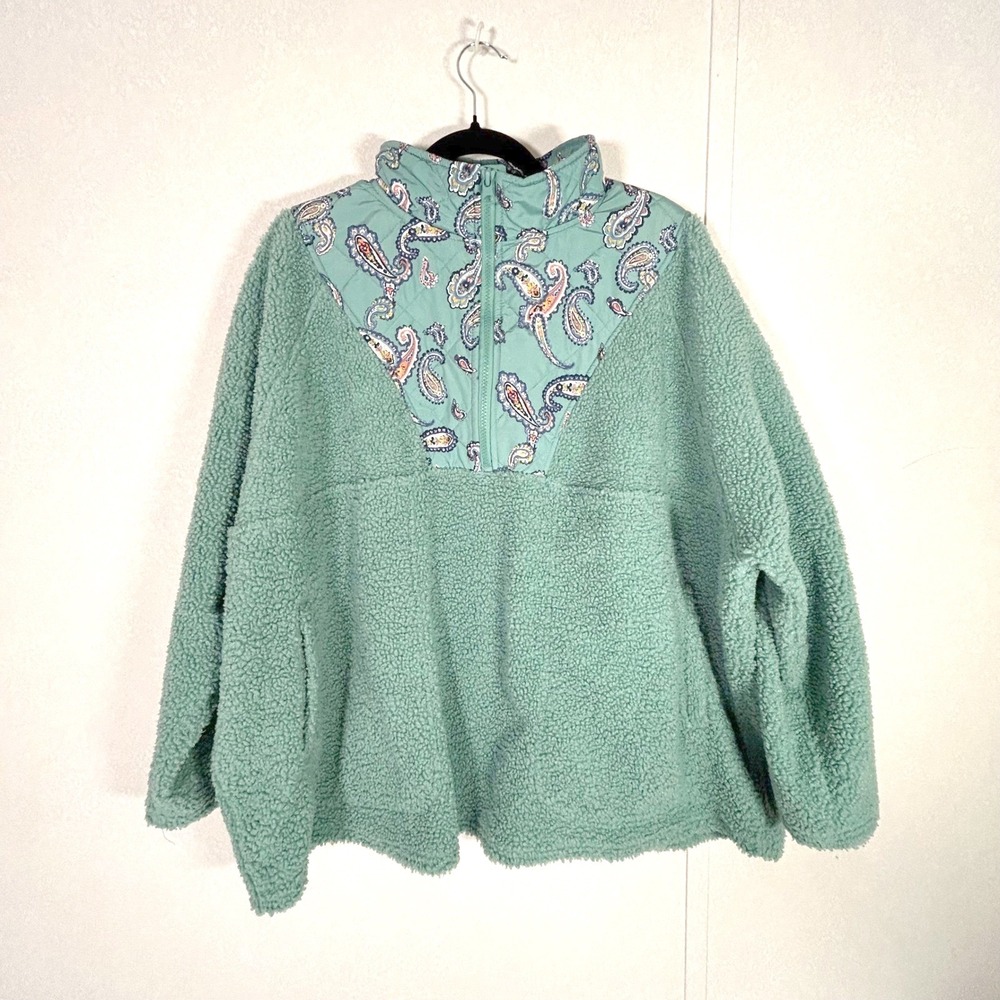 Vera Bradley Super Soft Plush Sherpa Quarter Zip Quilted Pullover Jacket size 3x